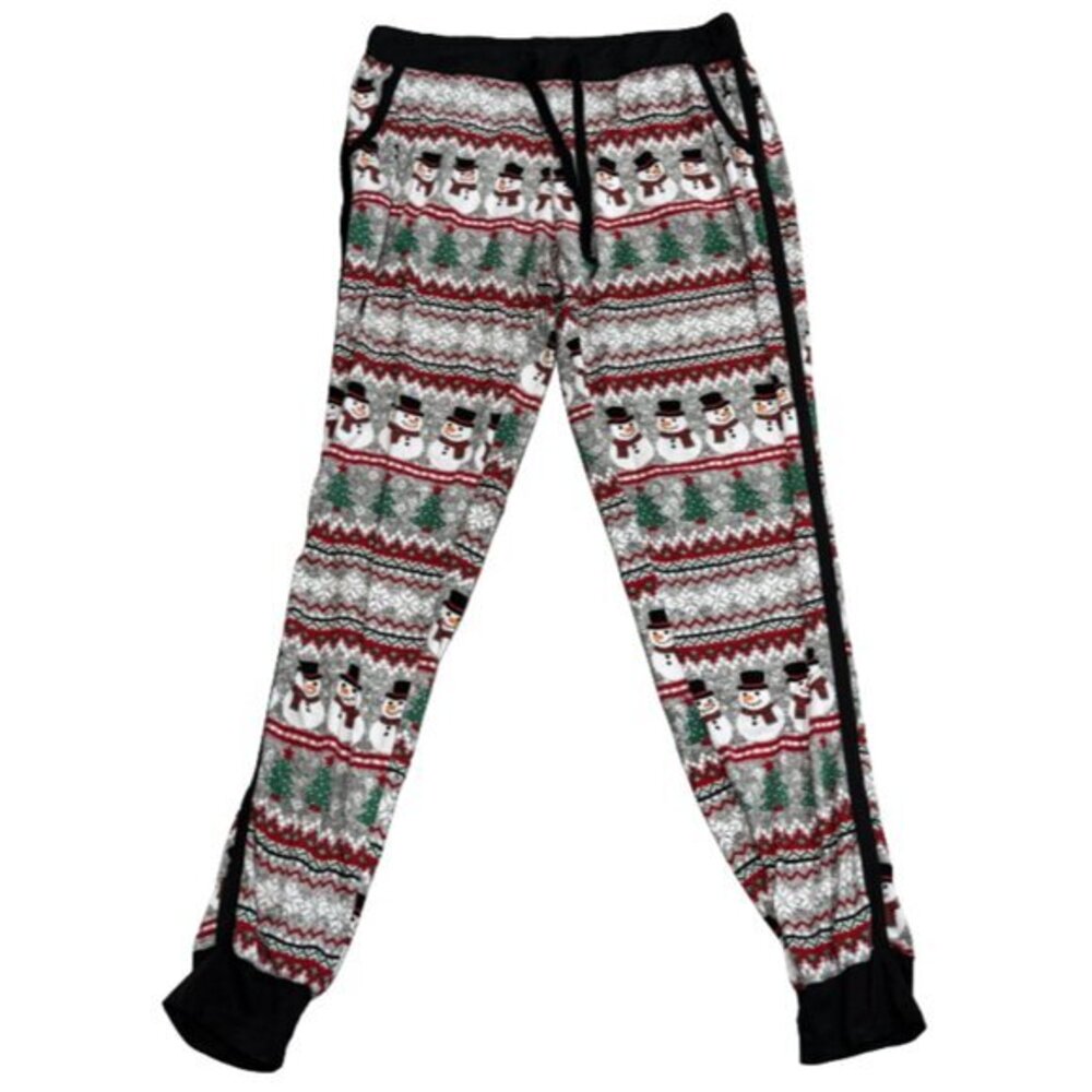 No Boundaries Snowman Holiday Patterned Joggers with Pockets